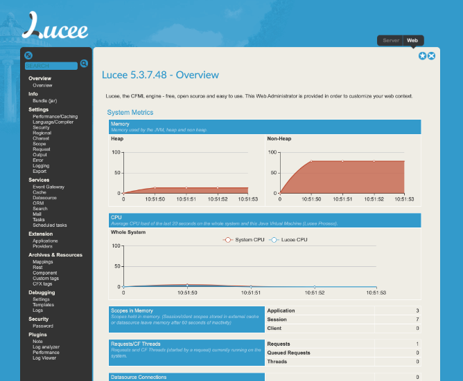 Lucee Web Admin