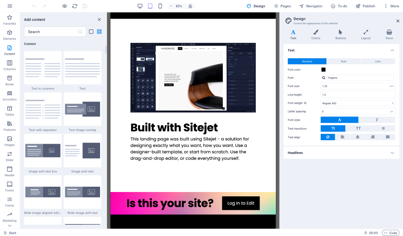 SiteJet Website Builder from cPanel